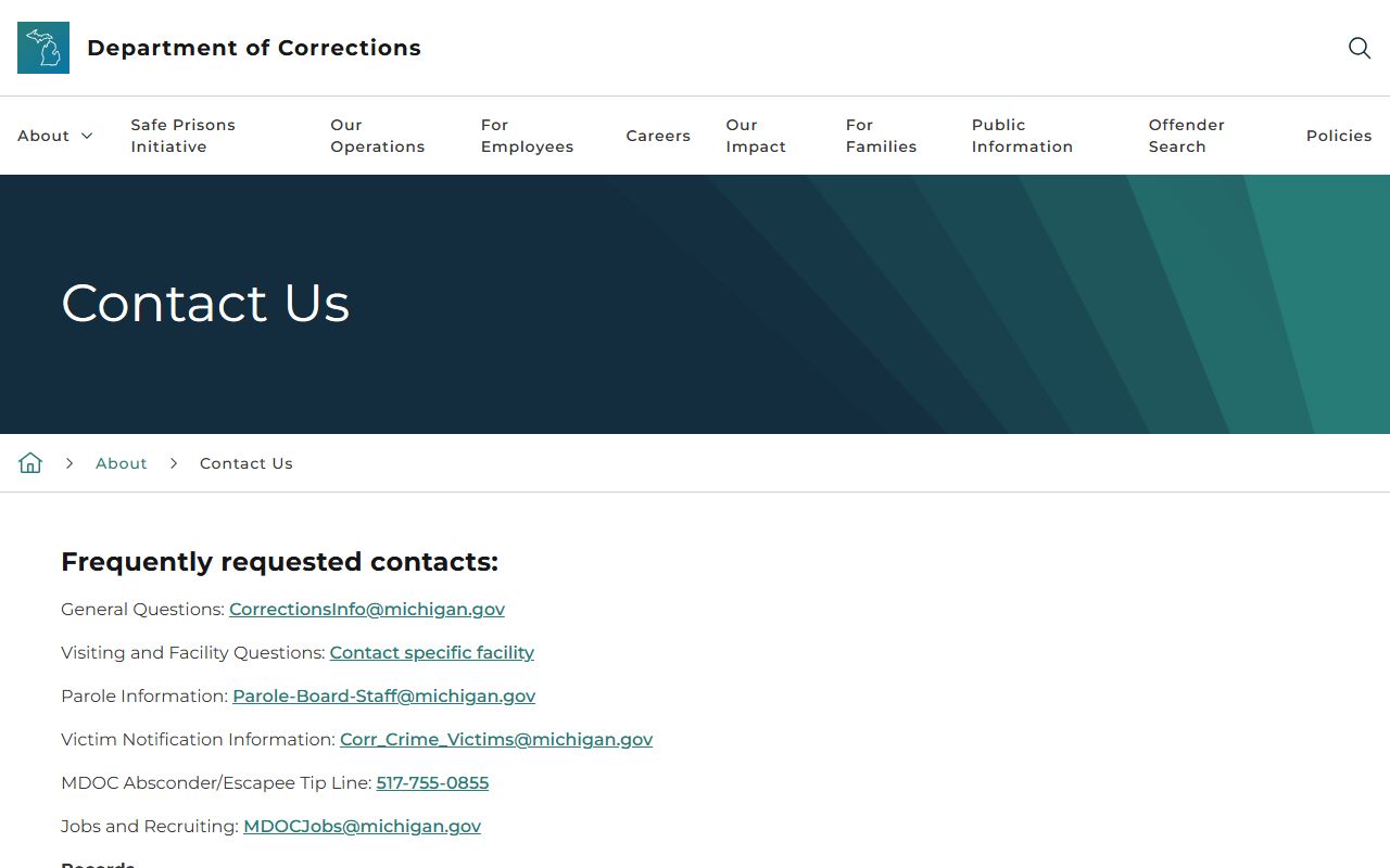 MDOC contact page kept apart from public Gratiot County arrest records