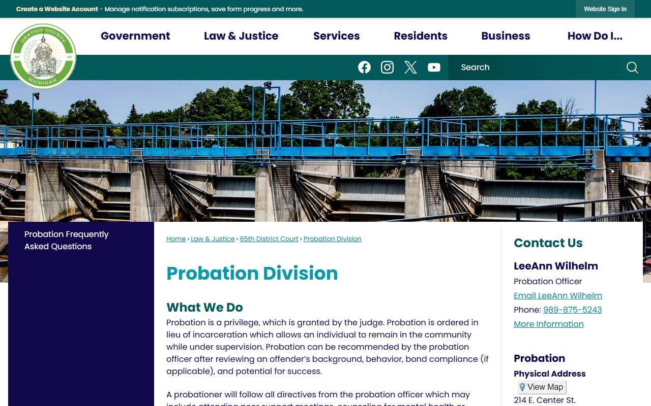 Gratiot County criminal court records circuit court probation division