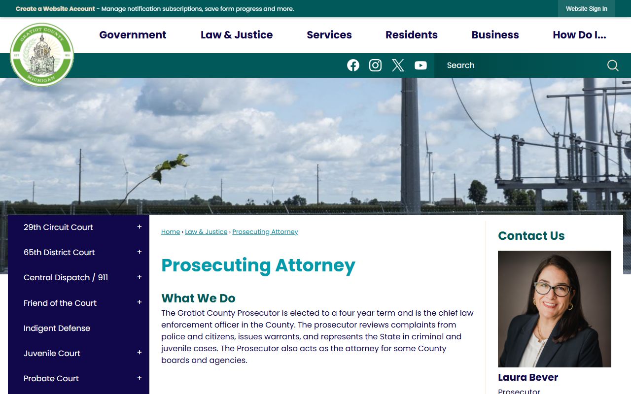 Gratiot County criminal court records prosecuting attorney office