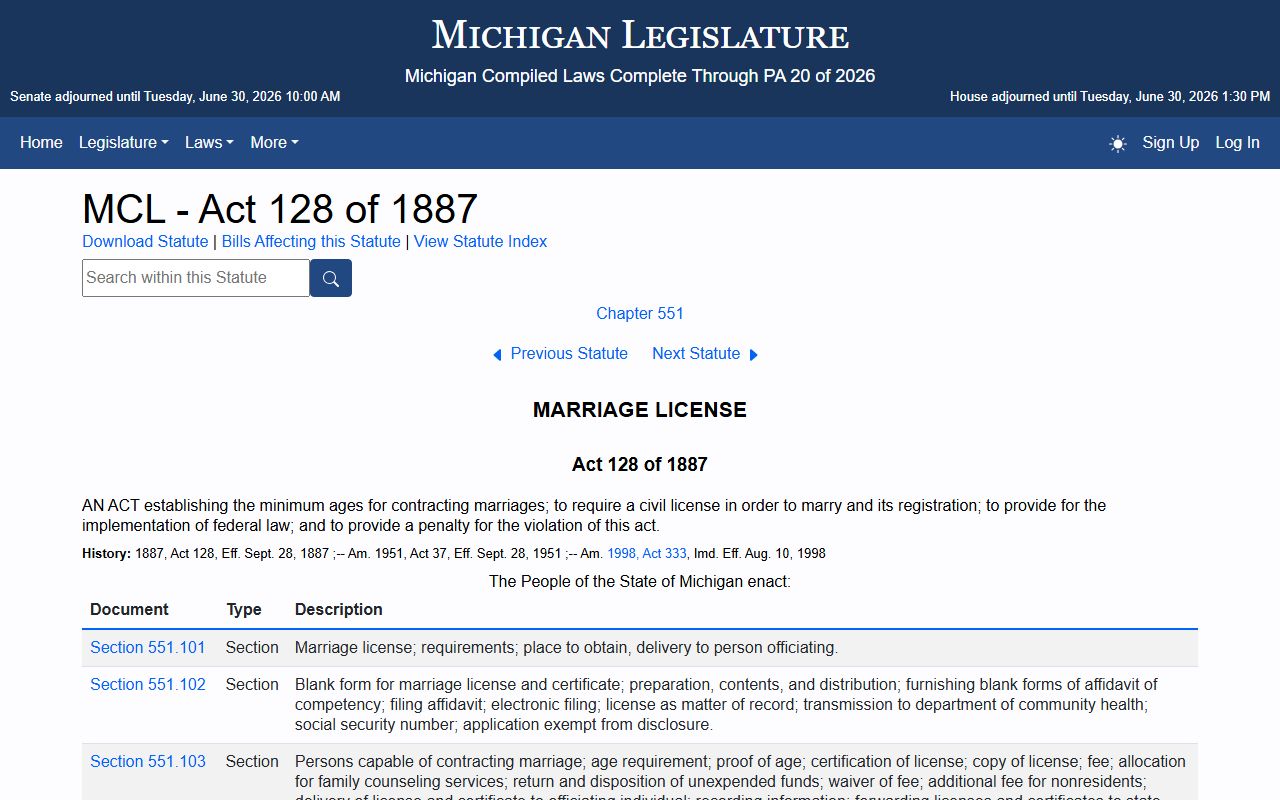 Gratiot County marriage and divorce records under the Michigan marriage act of 1887