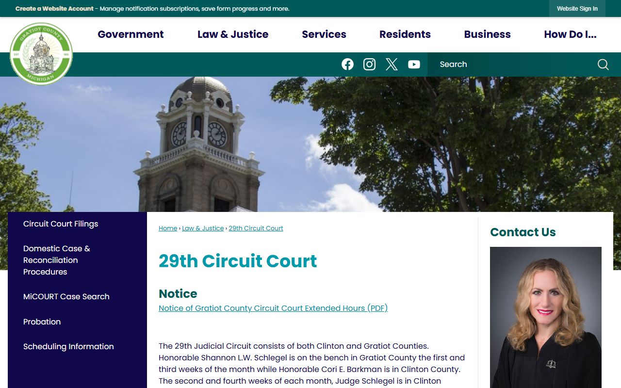 Gratiot County court records at the 29th Circuit Court landing page