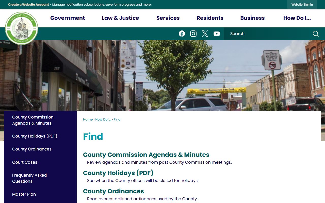 Gratiot County court records search hub linking to the state case database