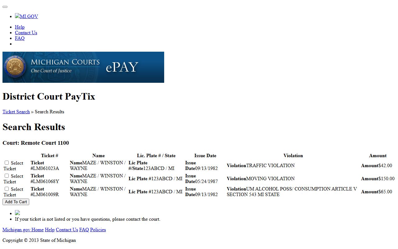Gratiot County traffic court records