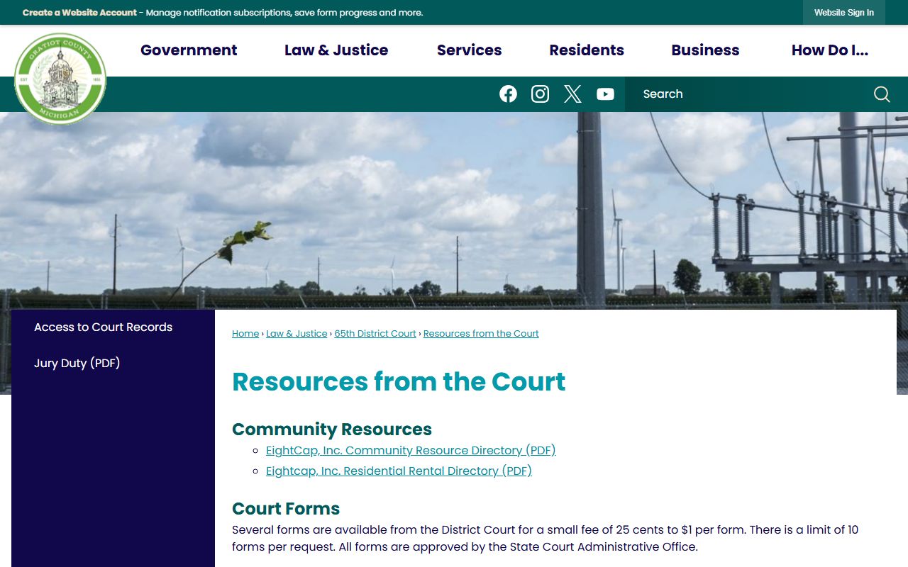 Gratiot County warrant lookup resources from the district court page